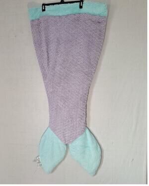 AUTHENTIC KIDS Mermaid Tail Preschool Nap Blanket Sleeping Bag Purple Fuzzy Cozy